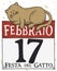 Cute Cat Resting over Calendar during Cat Day, Vector Illustration