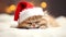 Cute Cat in Santa Hat Sleeping Peacefully for Christmas and New Year