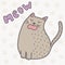 Cute cat saying meow print. Funny card for children