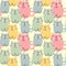 Cute cat seamless pattern vector. Lovely cat in pastel color.