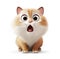 Cute cat with shocked face, isolated on white background, funny pets concept, realistic illustration in doodles design