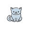 Cute cat sitting down line icon, pet shelter, pet shop, veterinary, vector illustration