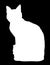 Cute cat sitting. Iillustration of black silhouette of kitty on white background. Element for your design, print