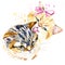 Cute cat T-shirt graphics, watercolor cat family illustration