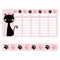 Cute cat Timetable and bookmarks set. For Children.