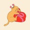 Cute cat with valentines decorations. Vector illustration.