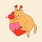 Cute cat with valentines decorations. Vector illustration.