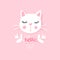 Cute cat vector illustration. Girly kittens. Fashion Cat`s face.