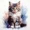 Cute cat, watercolor illustration on white background. Generative AI