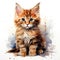 Cute cat, watercolor illustration on white background. Generative AI