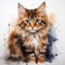 Cute cat, watercolor illustration on white background. Generative AI