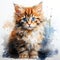 Cute cat, watercolor illustration on white background. Generative AI