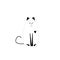 Cute cat, white stylized cat with a black spot in the form of heart, pets