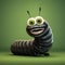 Cute Cater Worm On Green Background - Photobashing And Edgy Caricatures