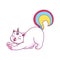 Cute caticorn character stretching with joy