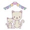 cute cats animals with garlands hanging