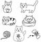 Cute cats drawn by hand. Children`s drawing.