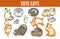 Cute cats promotional poster with fluffy breeds set