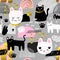 Cute Cats Seamless Pattern. Childish Background with Kitten and Abstract Elements. Baby Design for Fabric, Textile