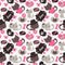 Cute cats seamless pattern, sweet kitty, texture for wallpapers, fabric, wrap, web page backgrounds, vector illustration