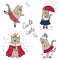 Cute cats set. Vector illustrations of cartoon kitty