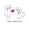Cute cats valentine with heart vector illustration