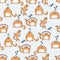 Cute cats. Vector seamless pattern with funny cats. Color background for children. Pastel colors.