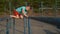 Cute caucasian little happy boy on playground