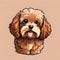 Cute cavoodle puppy dog illustration - ai generated image