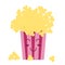 Cute Cawai Pop Corn Popcorn. Cinema Snack. Vector illustration Cartoon character Icon. Pink little popcorn stripes