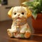 Cute Ceramic Dog Flowerpot: Handmade Quilts Design With Exquisite Detail