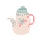 Cute Ceramic Teapot with Spout Vector Illustration