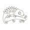 Cute chameleon black and white cartoon vector illustration for coloring art