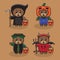 Cute Character Cartoon of Bear Halloween set.