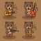 Cute Character Cartoon of Bear Play Music set.