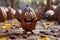 The cute character of the cartoon smiling Cocoa bean waves his hands and greets. 3d illustration