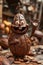 The cute character of the cartoon smiling Cocoa bean waves his hands and greets. 3d illustration