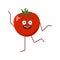 Cute character cheerful tomato with emotions dancing