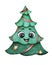 Cute character. Christmas tree with a face and a smile. Watercolor. Hand drawing on a white background. For New Year`s