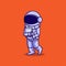 Cute character illustration of astronaut carrying a book