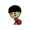 Cute character playing basketball. Dribbling. Cartoon character basketball player is moving dribble with a smile.