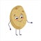 Cute character potato with joyful emotions, smiling face, happy eyes, arms and legs. A mischievous vegetable hero