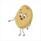 Cute character potato with joyful emotions, smiling face, happy eyes, arms and legs. A mischievous vegetable hero