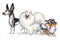 Cute character three funny cartoon different dogs isolated illustration