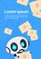 Cute Chat Bot Robot With Email Envelopes Over Circuit Background With Copy Space