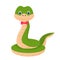 Cute, cheerful character snake, smiling in cartoon style. Childish animal, reptile clip art isolated on white background