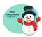 Cute cheerful Christmas snowman cartoon character