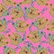 Cute cheerful, excited dog and bone hand drawn seamless pattern cartoon with pink background