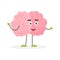 Cute cheerful human brain character with legs and arms standing