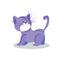 Cute cheerful Kitten playing, cartoon vector illustration.